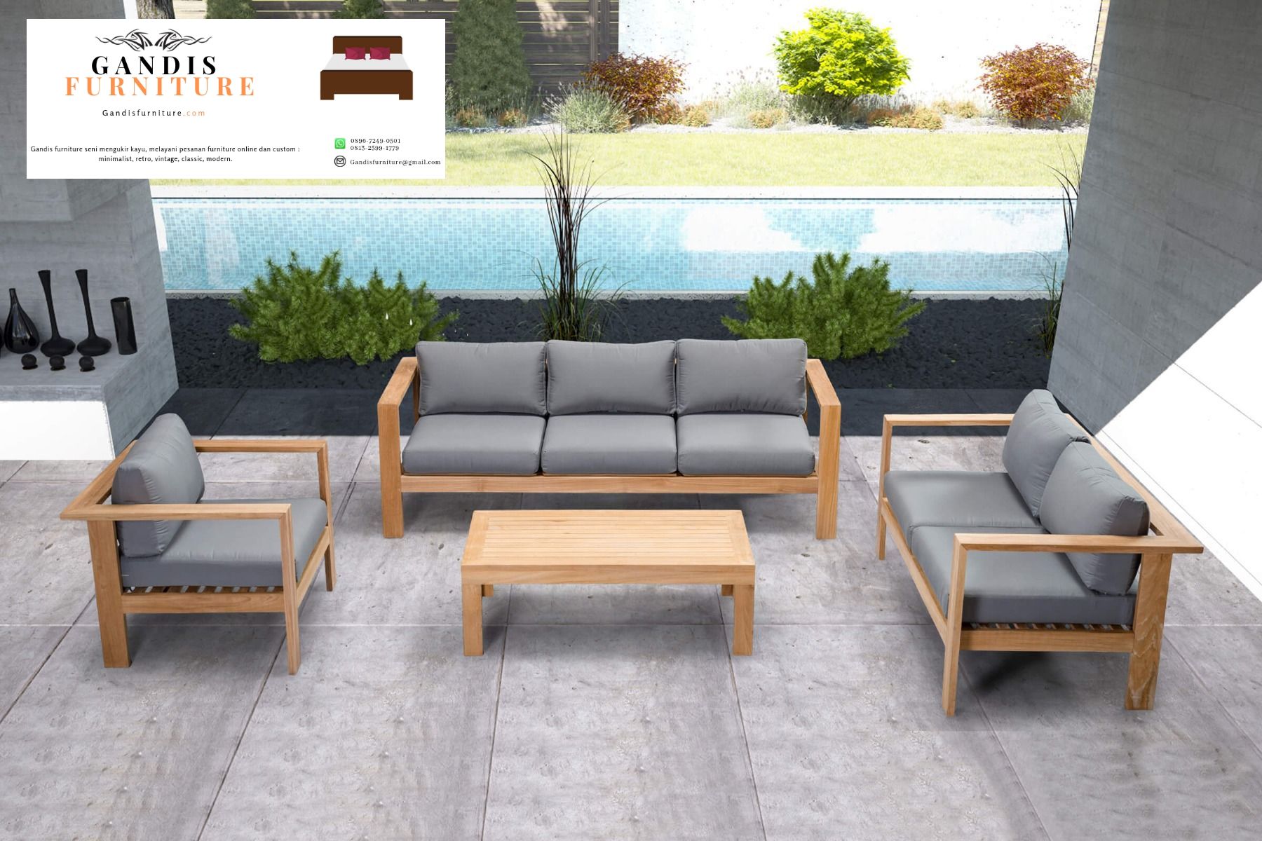Set Kursi outdoor kayu jati minimalis terbaru 2020 Dan Berkualitas